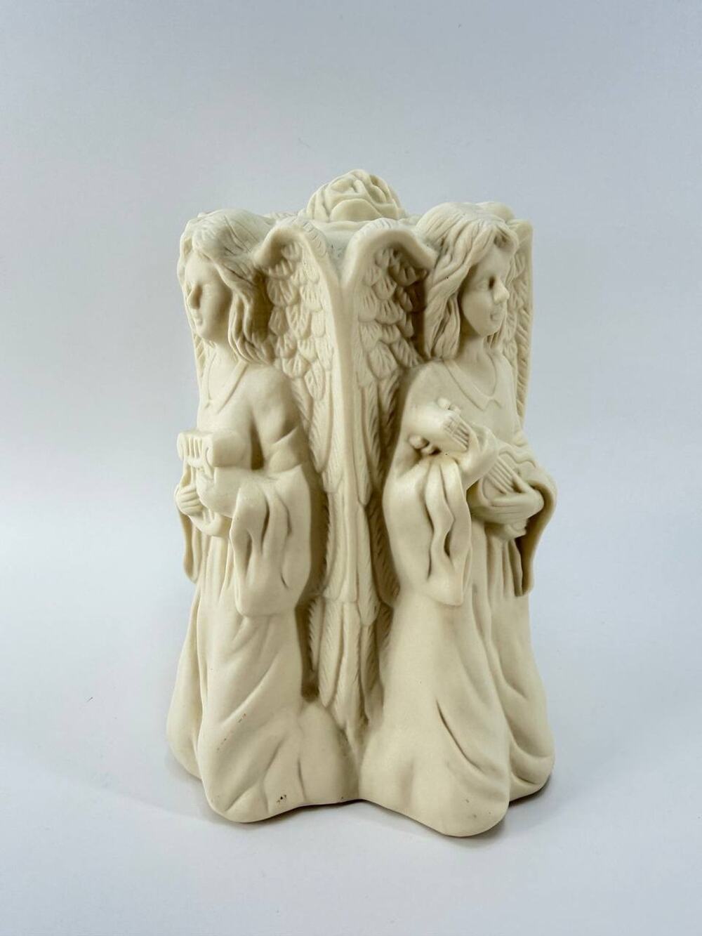 Vintage Angel Figurine Ceramic Sculpture Religious Decor Ivory 2.82 lb